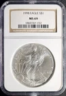 1998 $1 American Silver Eagle ☆ NGC MS69 ☆ Brown Label ☆ Free Shipping
