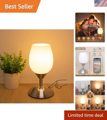 Modern Opal Glass Touch Control Lamp - E12 Bulb Included for Ambient Lighting