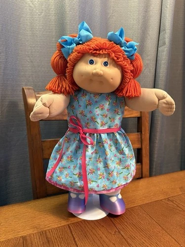 1980s Cabbage Patch Kid Red Hair Blue Eyes Freckles Floral Dress Ombre Shoes