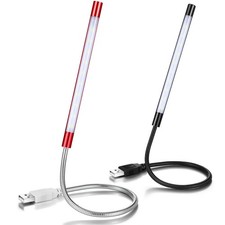 2 Pcs USB LED Flexible Stick Lamp for Laptop Keyboard Gooseneck Computer Light