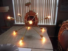 SPUTNIK Ceiling  brass Space Age Metal 10 LIGHTS Vintage ITALIAN DESIGN