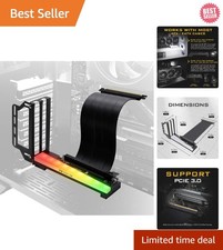 Flexible Vertical GPU Bracket with RGB Lighting Riser Cable - Space-Saving