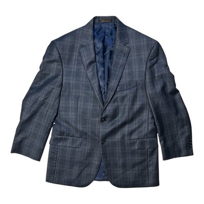Jos A Bank Reserve E Thomas Cashmere Wool Sewn Pocket Blue Plaid Jacket 42R Rare