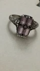 Vintage Silver 925 CNA  Amethyst and diamond ring size 9.5 art deco