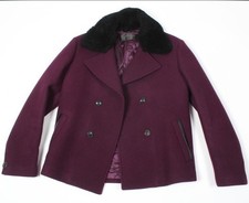 Burgundy Versace Coat — Wool with Shearling Collar, Made In Italy | Size 48