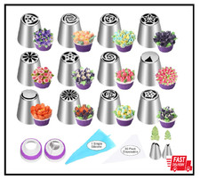 47 Pcs Russian Piping Tips Set, 12 Flower Frosting Nozzles Icing Tips for Cake
