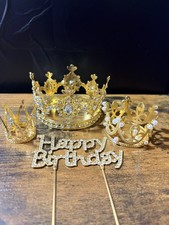 "12 PCS Gold Crown Cake Toppers, Mini Crowns/Small Tiara