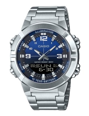 Casio Quartz Sport Edelstahl Blau Zifferblatt AMW-870DA-2A1V 50M Herrenuhr