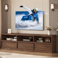 6 Organized Storage 70in White Media Console for 65-75 TVs 3 Shelves 3 Drawers