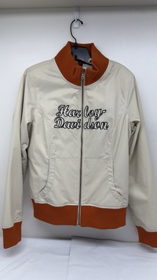 Harley-Davidson Women's Biker Eagle Wings Spellout Jacket  Cream Orange Size L