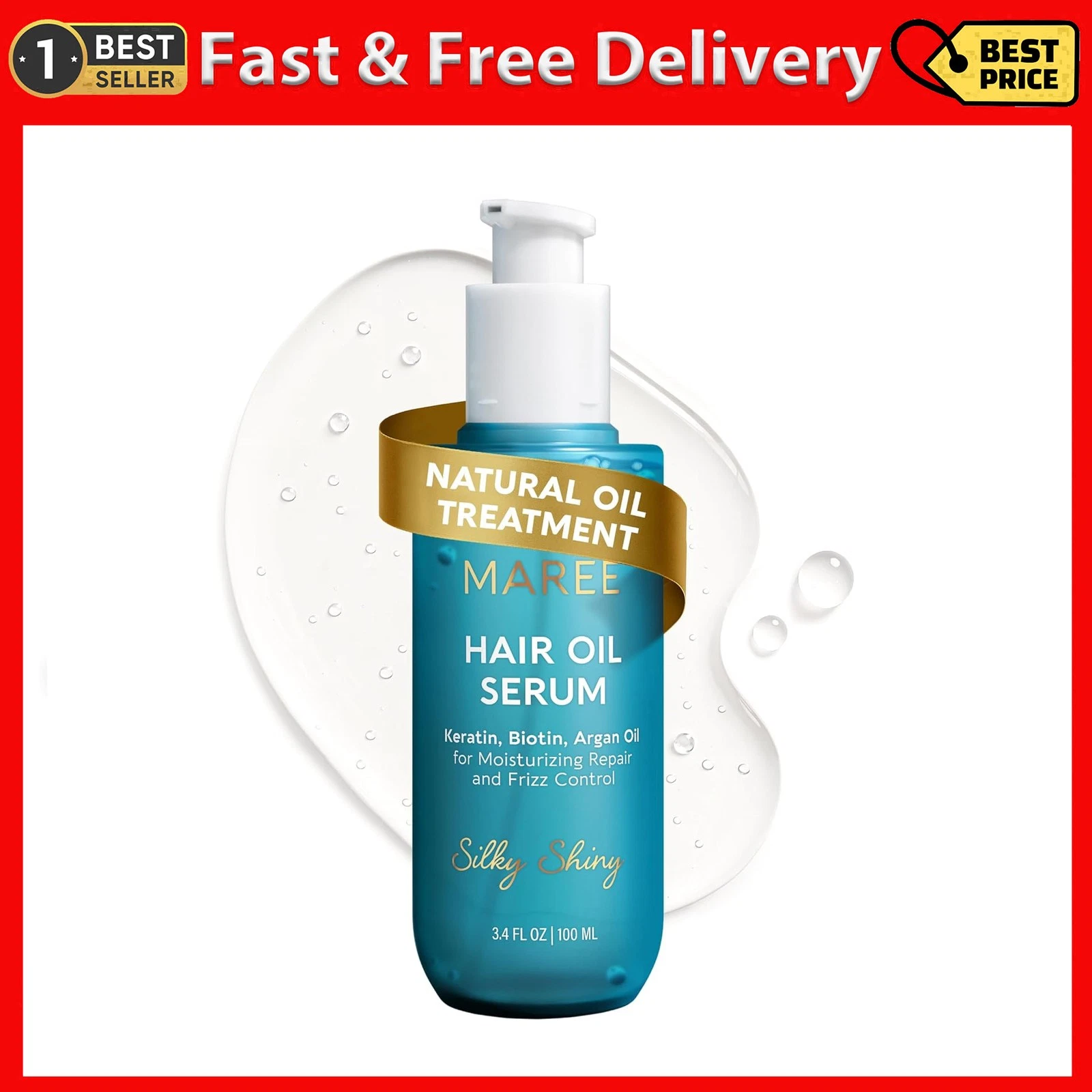 MAREE Hair Oil for Frizzy Hair with Keratin, Biotin and Vita mins - Hair Serum