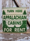 VINTAGE APPALACHIAN TRAIL LODGE PORCELAIN SIGN OLD CABIN FOR RENT SMOKY NAT PARK