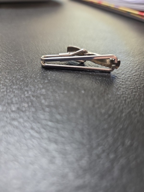 Vintage 1950 Silver Tone Mens Tie Clip, Stamped PIONEER