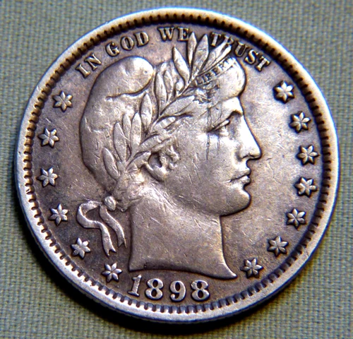 1898 Silver Barber Quarter US 25 Cent - Extremely Fine XF - Lot 1410