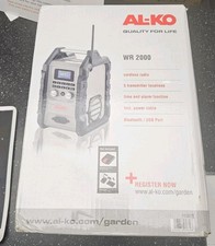 Alko WR2000 Radio 20V Cordless Radio Inc Mains Plug Bluetooth, USB Port, Alarm 