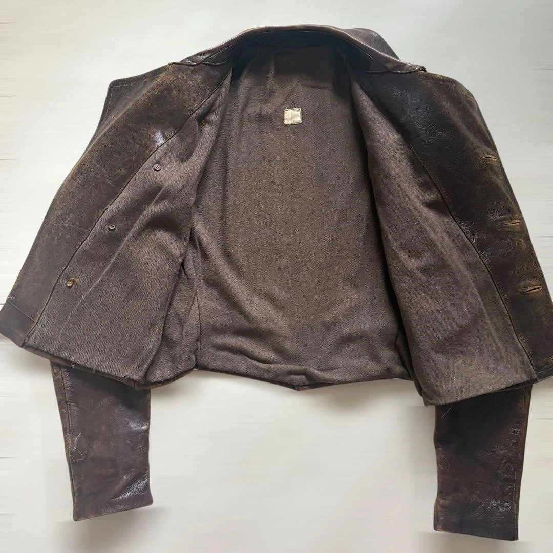 1930s–1940s Aviator Leather Jacket (Approx. Size L) - product detail image 4