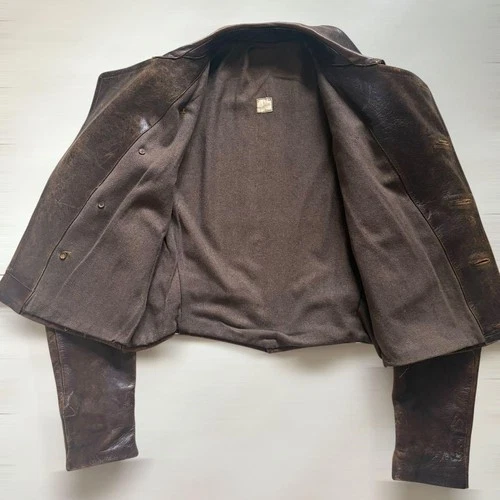 1930s–1940s Aviator Leather Jacket (Approx. Size L) image 4