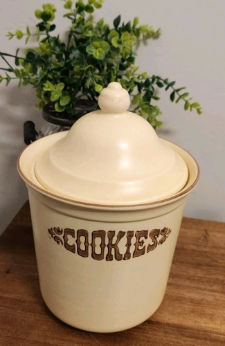 Vintage Pfaltzgraff Village Brown Cookie Jar Canister (#507) With Lid (#502) EUC
