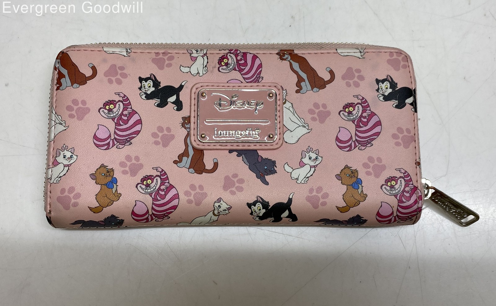 Loungefly X Disney Women's Pink Cats Cheshire Duchess Leather Zip-Around Wallet