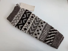 Fair trade leg warmers fair isle geometric brown print handmade Nepal NWT
