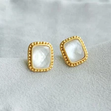 Julie Vos Marbella Gold Clear Crystal Stud Earrings Without dust bag / card