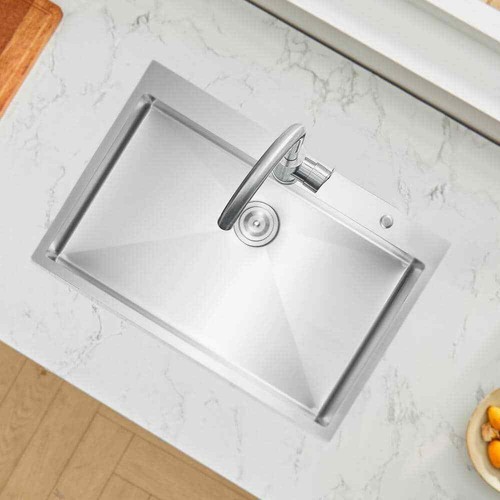33 in. Stainless Top Mount Kitchen Workstation Sink, Single Bowl Farmhouse Basin - Picture 8 of 8