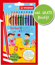 12 x Stabilo® Dreikant Buntstifte Malstifte Trio Malstift dick inkl. Bleistift