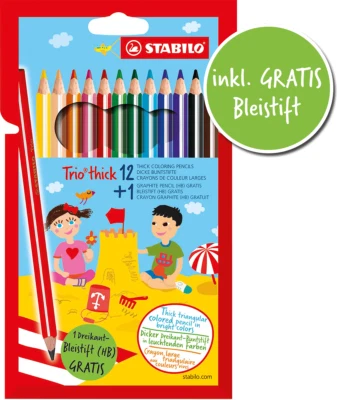 12 x Stabilo® Dreikant Buntstifte Malstifte Trio Malstift dick inkl. Bleistift