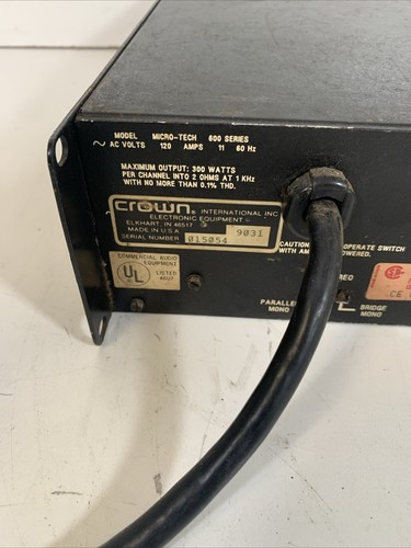 Crown Micro Tech 600 2 Channel 750 Watt DJ Home Audio Power Amplifier WORKING - Picture 8 of 12