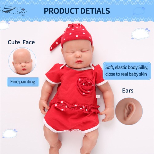 IVITA 18.5'' Eyes Closed Silicone Reborn Baby Girl Newborn Baby Doll 3700g - Picture 6 of 8