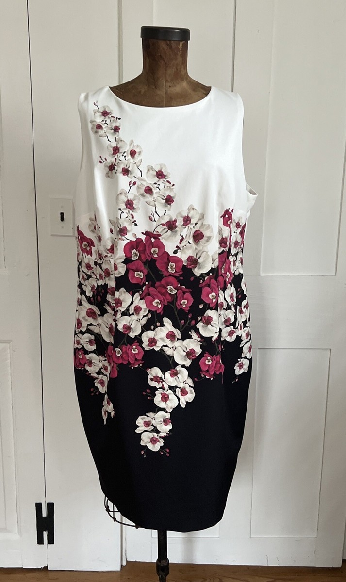 Hobbs London Moira Sleeveless Shift Dress Size 14 Black Pink White