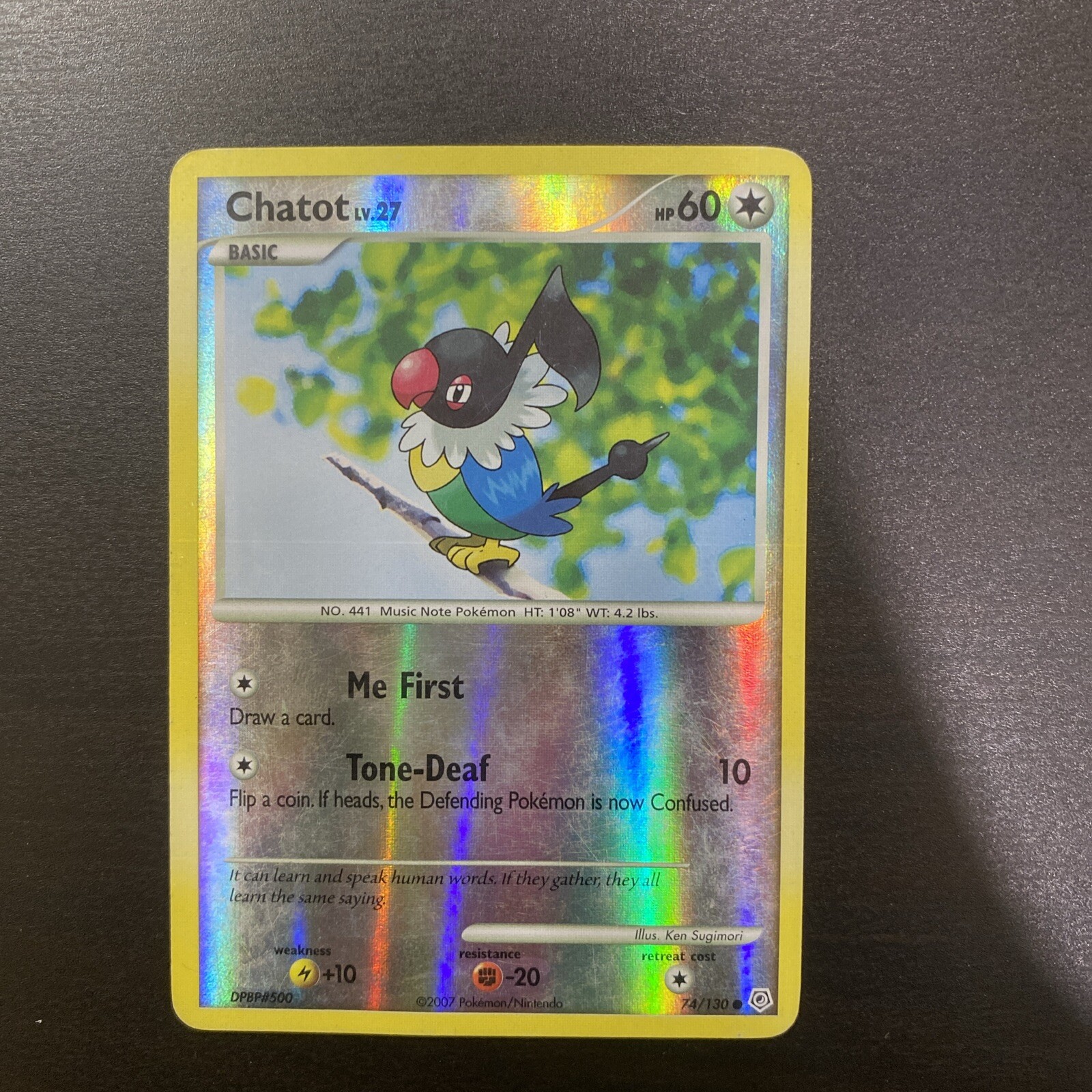 2007 Pokemon, Diamond & Pearl, #74/130 Chatot Lv. 27, Reverse Holo Common