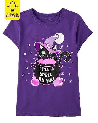 Neu lila TCP The Children Place Kitty Katze leuchtet im Dunkeln T-Shirt S 5-6 neu mit Etikett
