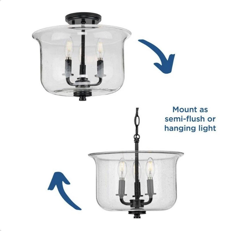 Progress Lighting P350153-031 Winslett 3-Light Black Convertible Flush Mount - Image 4 of 4
