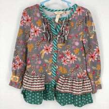 Matilda Jane Top Girls 4 Tiered Ruffle Floral Stripe Polka Dot Cottagecore
