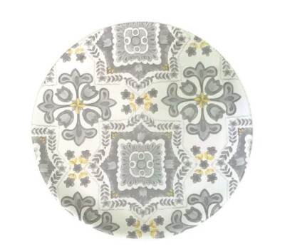 Pier 1 Malina Tapestry, 8.78'' Diameter Salad Plates, Set of 4 Gray & Yellow