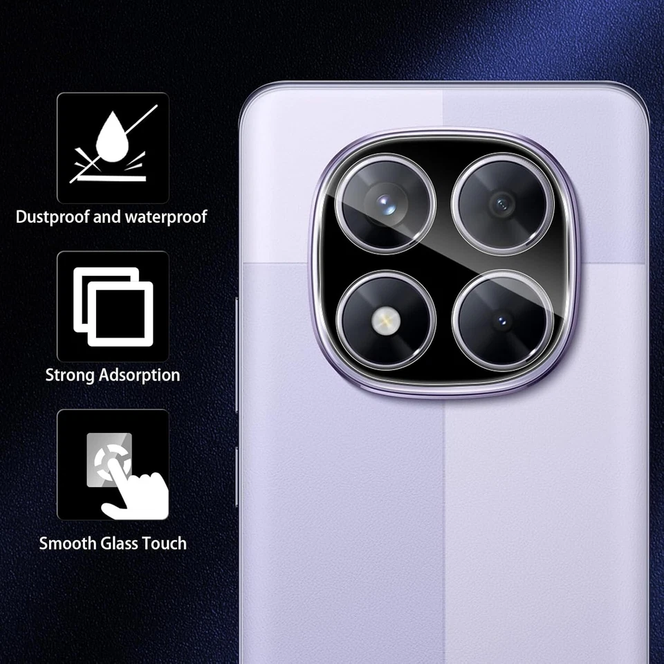 For Xiaomi Redmi Note 14 Pro 5G Camera Lens 9H Protector Rear Glass Cover Black - Image 2 of 4