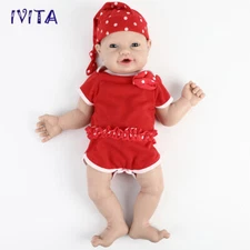 IVITA 18inch Blue Eyes Girl Reborn Baby Doll Full Body Silicone Doll Prematur