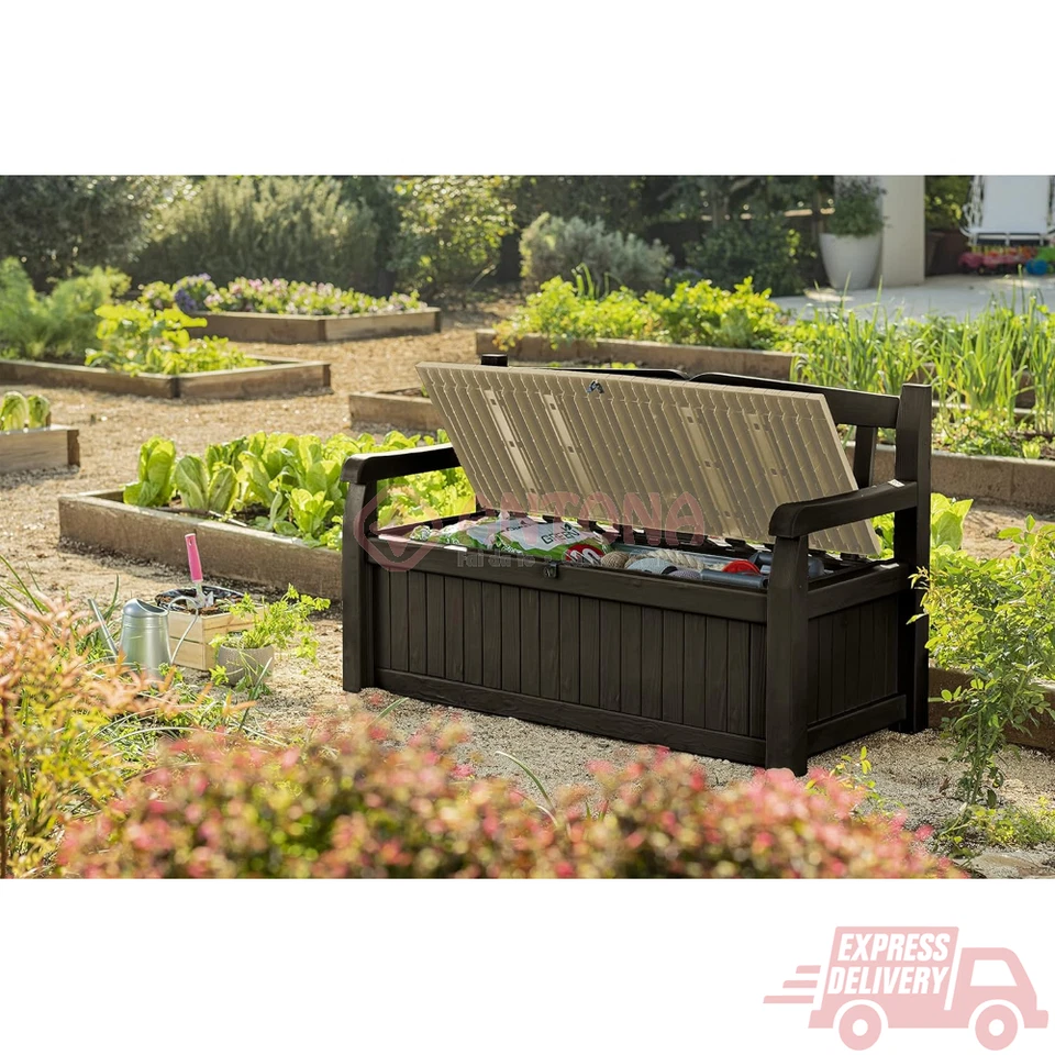 Cassapanca da giardino per esterno Eden Bench Marrone Seduta Beige 265 Lt - Immagine 4 di 4