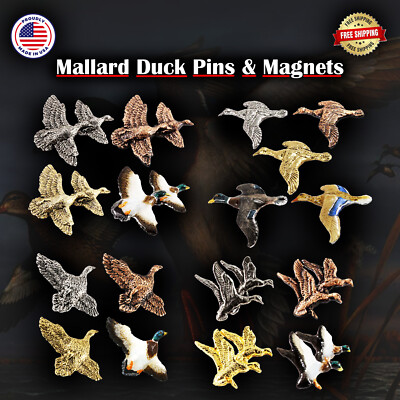 Mallard Duck Pin Pewter Bird Pin Brooch or Refrigerator Magnet Handmade in USA