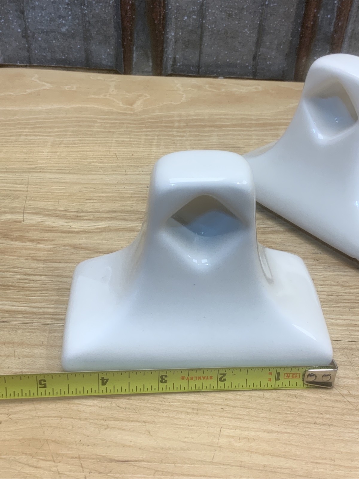 VINTAGE CERAMIC TOWEL BAR HOLDERS, Glossy Biscuit Off White eBay