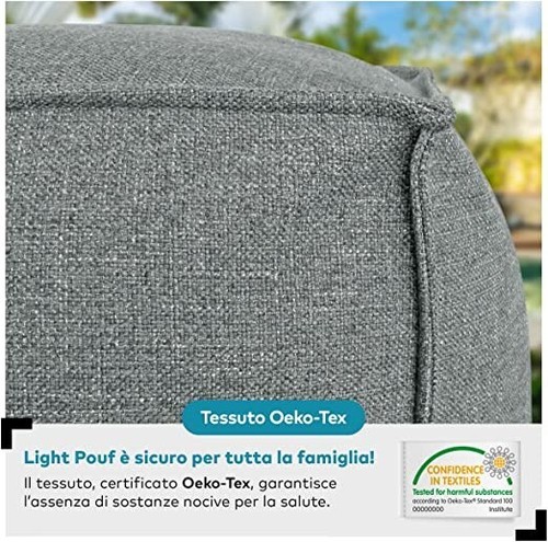 Pouf poggiapiedi 60x60x50 cm idrorepellente sfoderabile per esterno interno - Foto 5 di 19