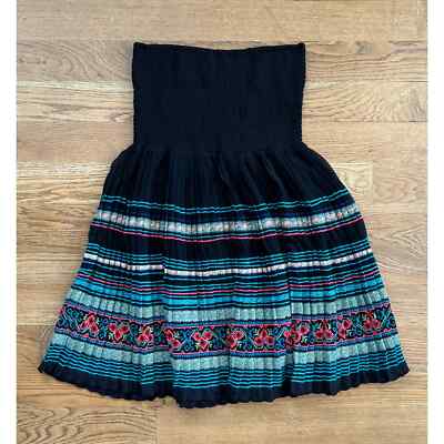 Free People Smocked Strapless Pleated A Line Dress Black Size M | eBay