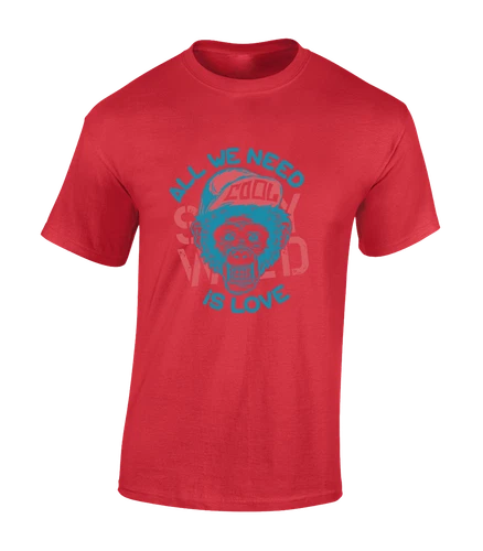 All We Need Is Love Funny Cool Meme Monkey Unisex T-Shirt - Picture 9 of 11