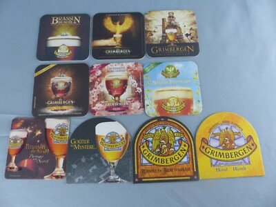 Lot of 10 different GRIMBERGEN beer mats bierviltje Bierdeckel B51