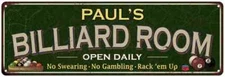 PAUL'S Billiard Room Sign Green Metal Game Room Gift Decor 106180106016