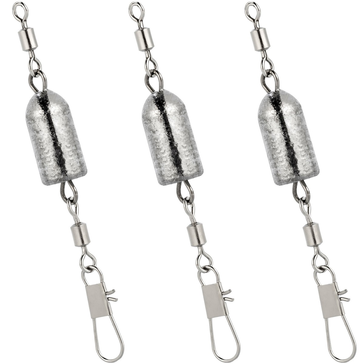 10X Fishing Weitgh Sinker Lead Inline Rolling Swivel Snap