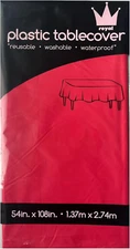3 Pack Red, Rectangle Disposable Plastic Tablecloth for Picnic, Birthday, BBQ, P