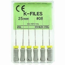 20 Packs Dental Endo Root Canal K-FILES 25mm #08 Stainless Steel for Hand Use