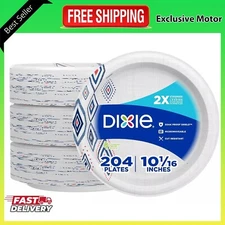 Dixie Large Paper Plates, 10 Inch, 204 Count, 2X Stronger